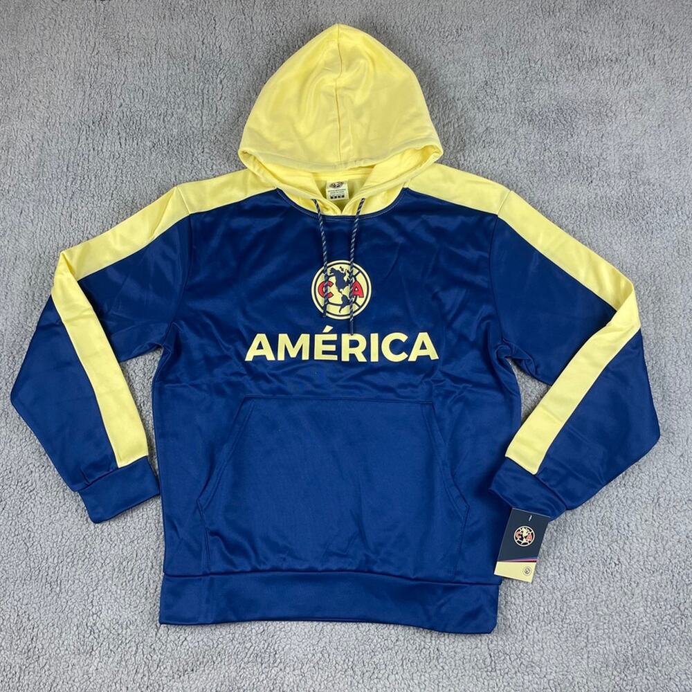 Icon Sports Men's Small Blue Yellow Official Club America Soccer Hoodie